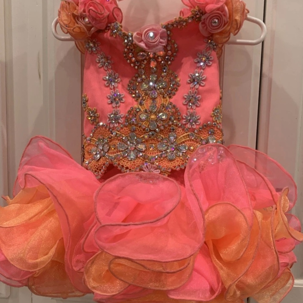 Pink and Orange 2 Piece Toddler Glitz Cupcake Dress